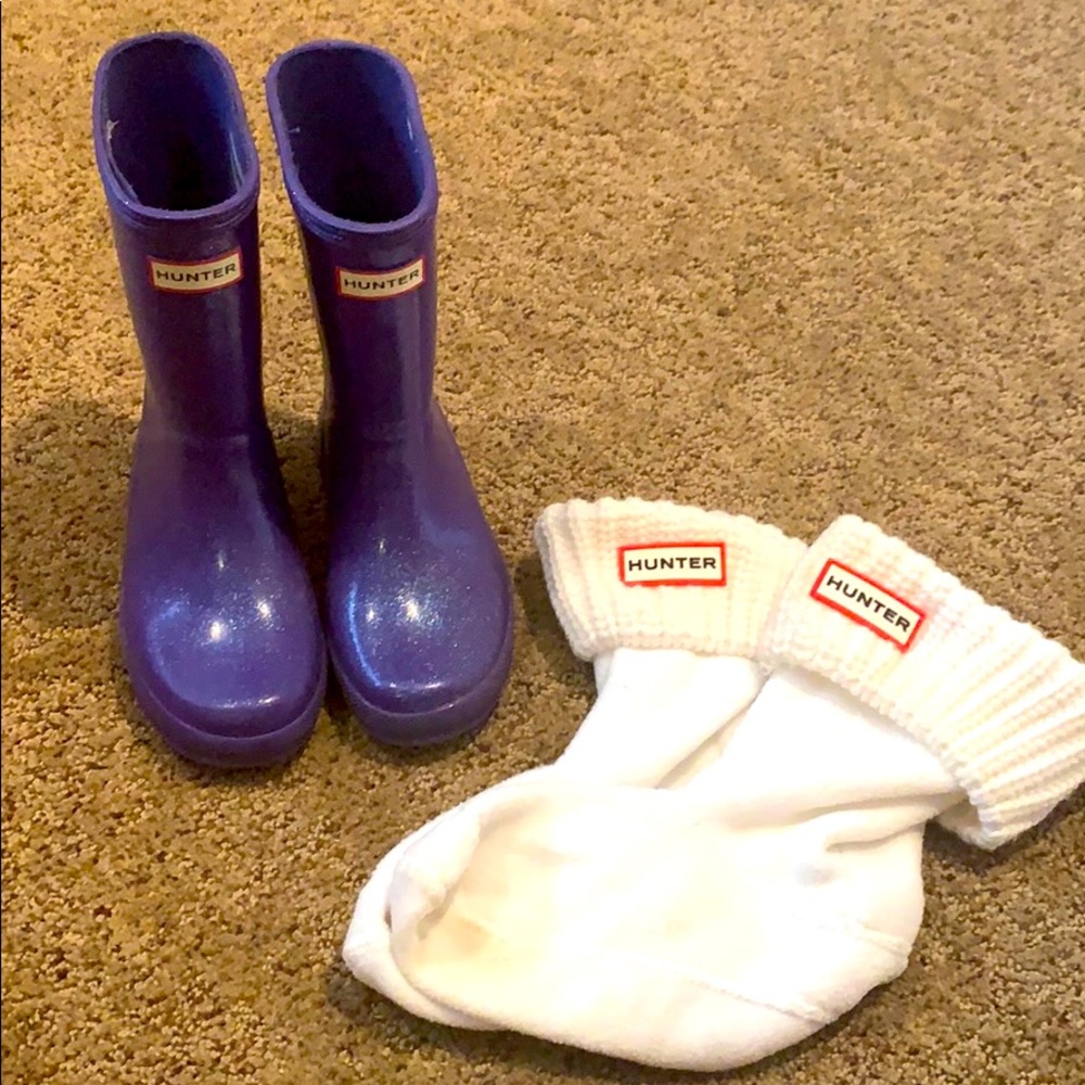 Girls Purple Glitter Hunter Boots
